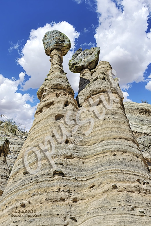 Tent rocks Equipoise presents the remains of volcanic activity after millions of years of erosion with an impressive balancing act 80 feet above the trail.