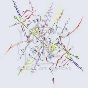 Like a many-masted ship, this piece floats on a sea of pulp heavy with graphite cargo.