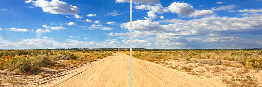 Rainbow Blvd is a lonely dirt road in central New Mexico named as a “boulevard.” This image is perhaps the definition of wide open spaces.