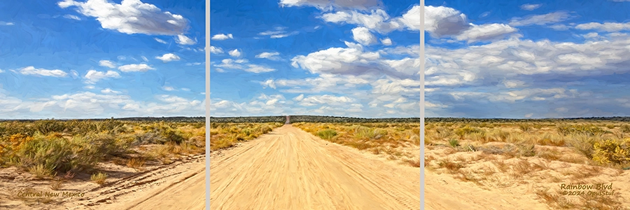 Rainbow Blvd is a lonely dirt road in central New Mexico named as a “boulevard.” This image is perhaps the definition of wide open spaces.